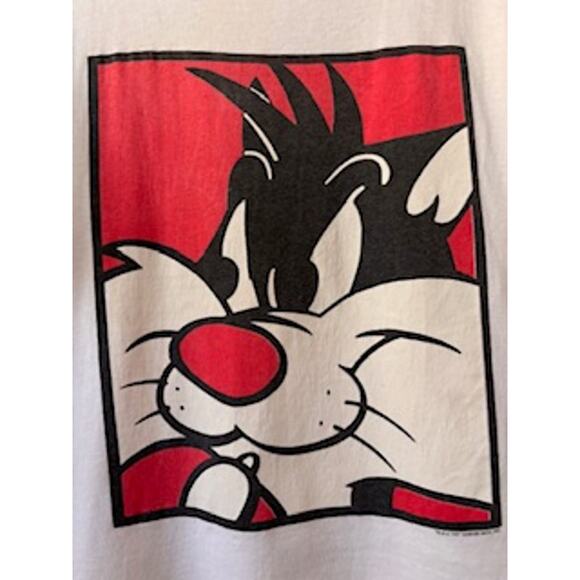 Vintage 1991 Sylvester Looney Tunes T-Shirt White Classic Cartoon Graphic XL - Picture 3 of 9